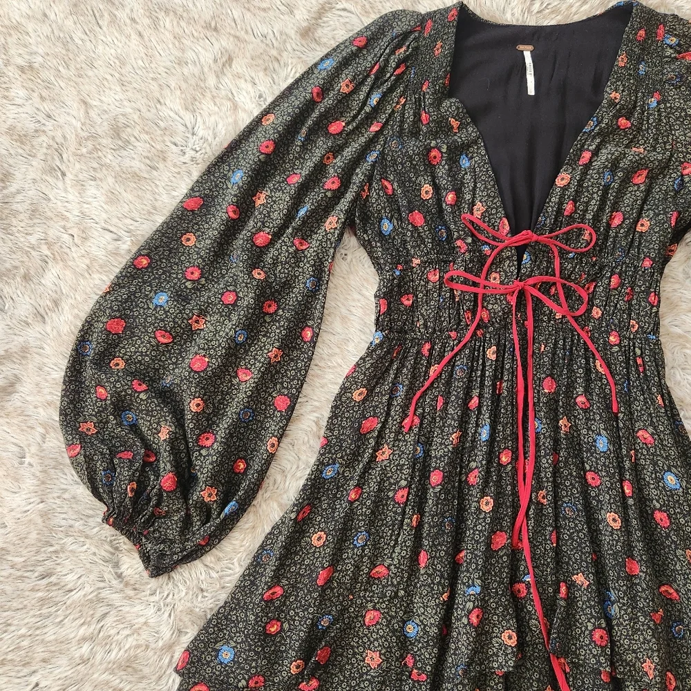 Free People Tried And True Maxi Dress Green Floral‎ Print Women's
